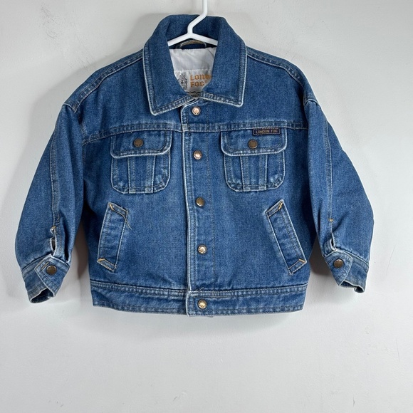 Vintage 80s London Fog Denim Trucker Jacket 3T Blue Jean Heavyweight USA Classic - Picture 1 of 9